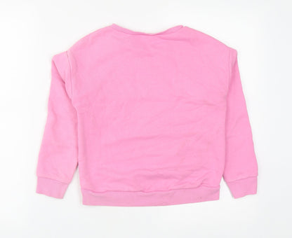 Dunnes Girls Pink  Cotton Pullover Sweatshirt Size 9 Years   - Love