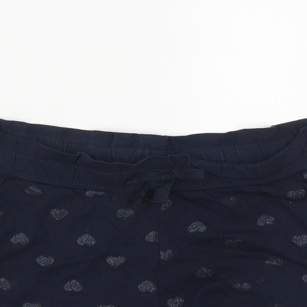 H&M Girls Blue  Cotton Bermuda Shorts Size 9-10 Years  Regular Drawstring - Heart Detail