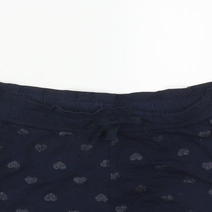 H&M Girls Blue  Cotton Bermuda Shorts Size 9-10 Years  Regular Drawstring - Heart Detail