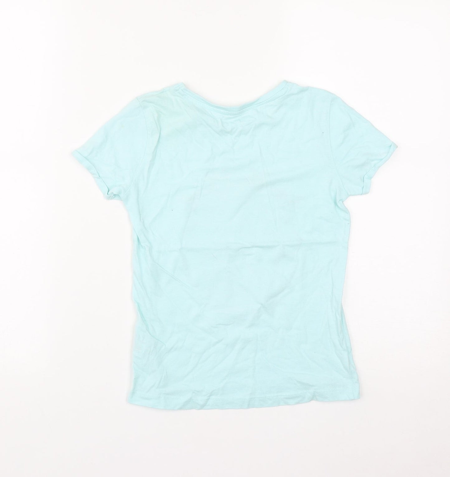 Dunnes Girls Green  Cotton Basic T-Shirt Size 8 Years Round Neck  - Save the Planet