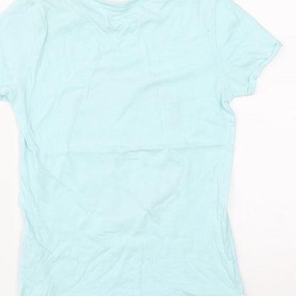 Dunnes Girls Green  Cotton Basic T-Shirt Size 8 Years Round Neck  - Save the Planet