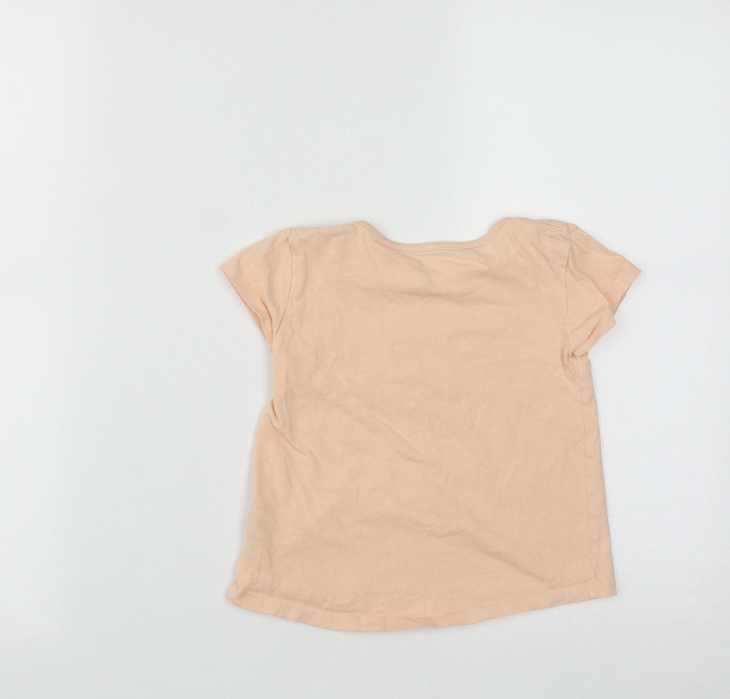 Dunnes Girls Orange  Cotton Basic T-Shirt Size 3-4 Years Round Neck  - Be Happy Be You