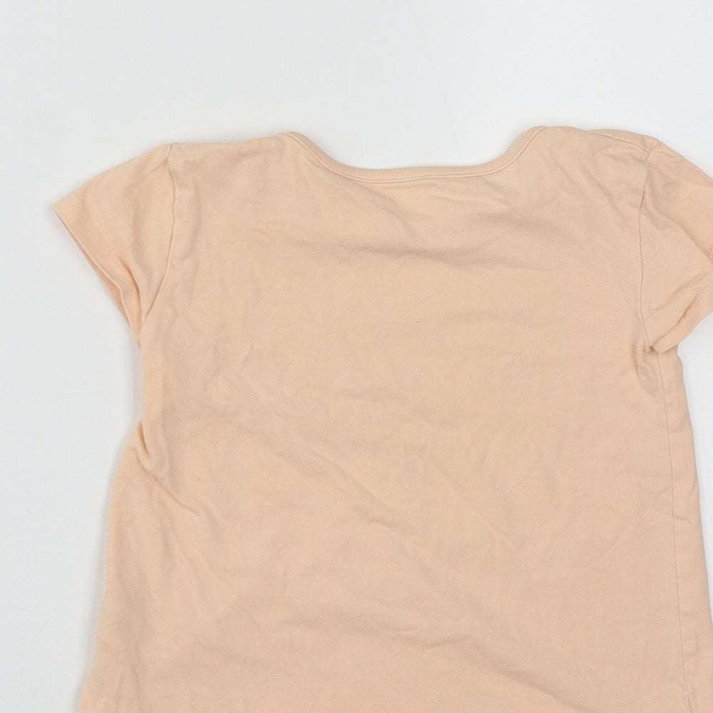 Dunnes Girls Orange  Cotton Basic T-Shirt Size 3-4 Years Round Neck  - Be Happy Be You
