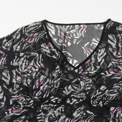 BPC selection Womens Black Geometric Viscose Basic Blouse Size M V-Neck - Beach Cover Up