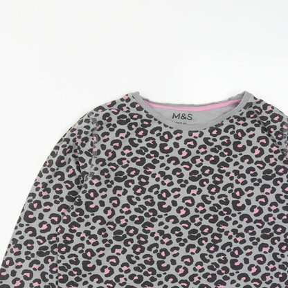 Marks and Spencer Girls Grey Geometric Cotton Pullover Sweatshirt Size 12-13 Years