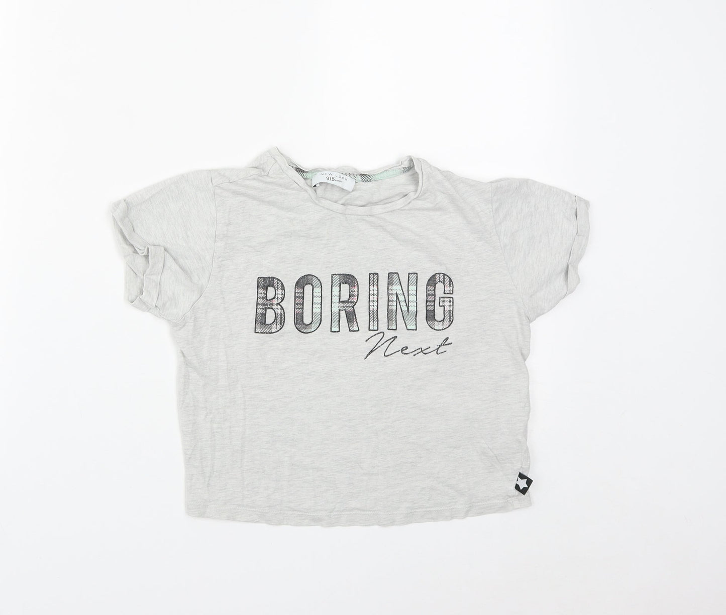 New Look Girls Grey  Cotton Cropped T-Shirt Size S Round Neck  - Boring Next