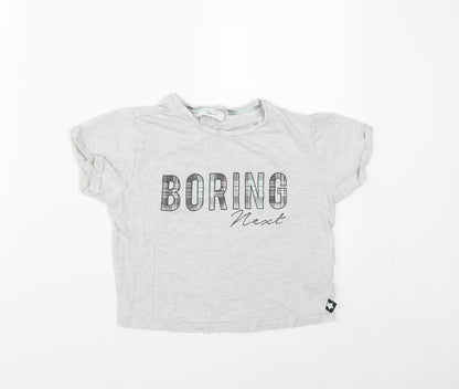 New Look Girls Grey  Cotton Cropped T-Shirt Size S Round Neck  - Boring Next