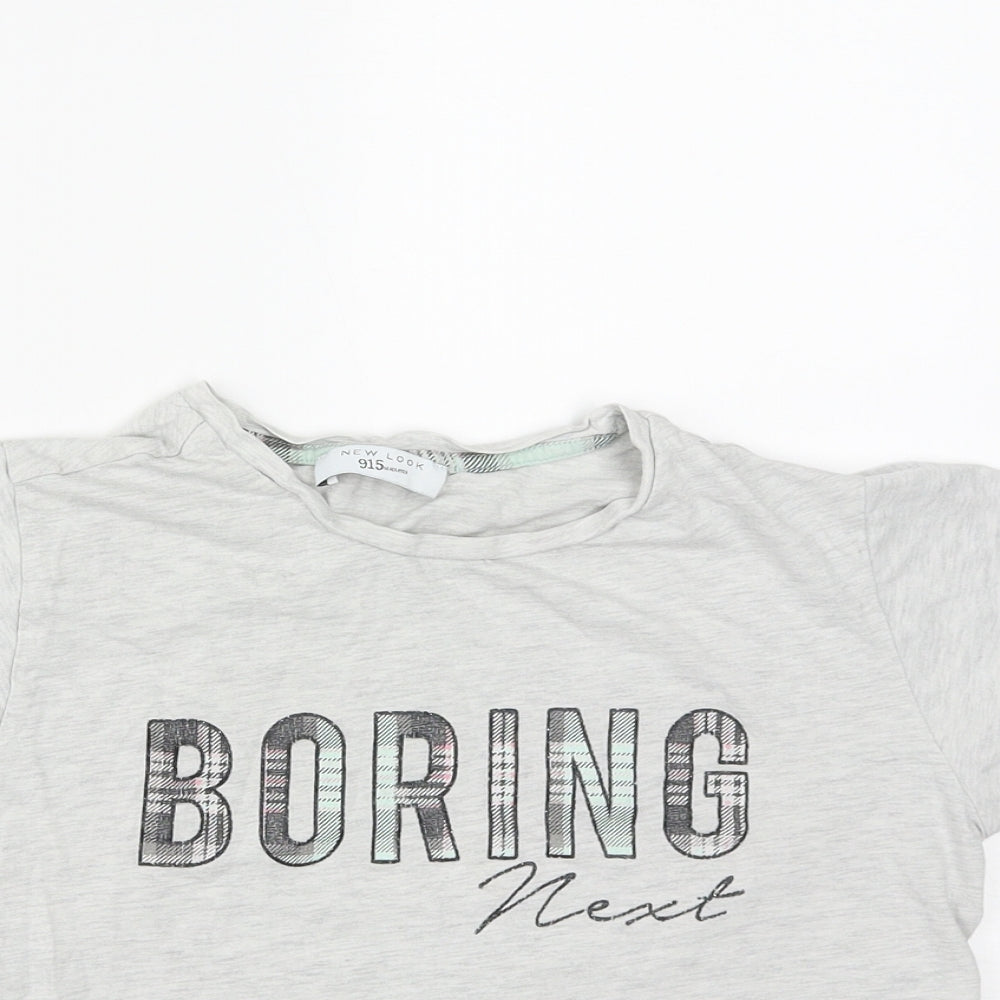 New Look Girls Grey  Cotton Cropped T-Shirt Size S Round Neck  - Boring Next