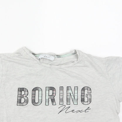 New Look Girls Grey  Cotton Cropped T-Shirt Size S Round Neck  - Boring Next