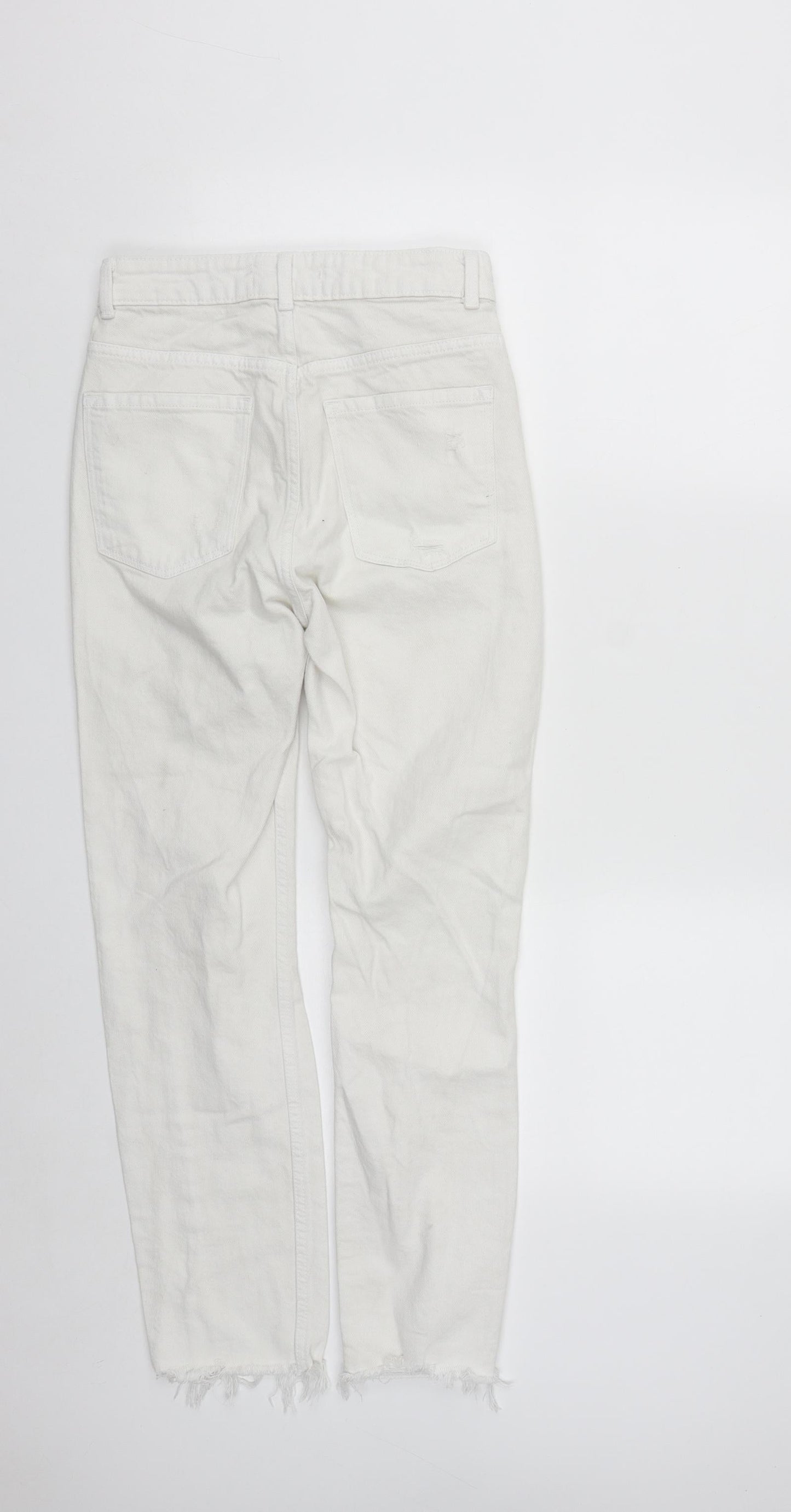 Demin&Co Womens White  Cotton Straight Jeans Size 4 L25 in Regular Zip