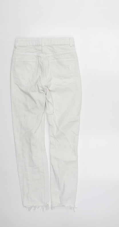 Demin&Co Womens White  Cotton Straight Jeans Size 4 L25 in Regular Zip