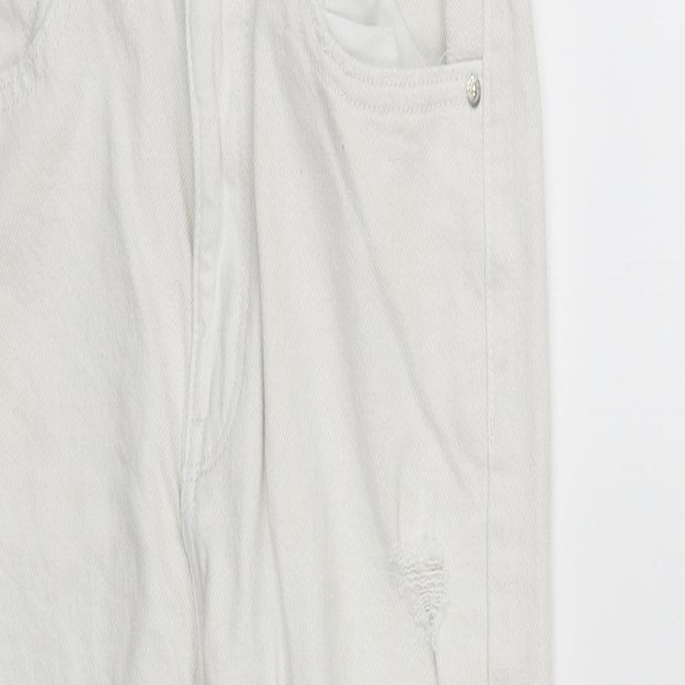 Demin&Co Womens White  Cotton Straight Jeans Size 4 L25 in Regular Zip