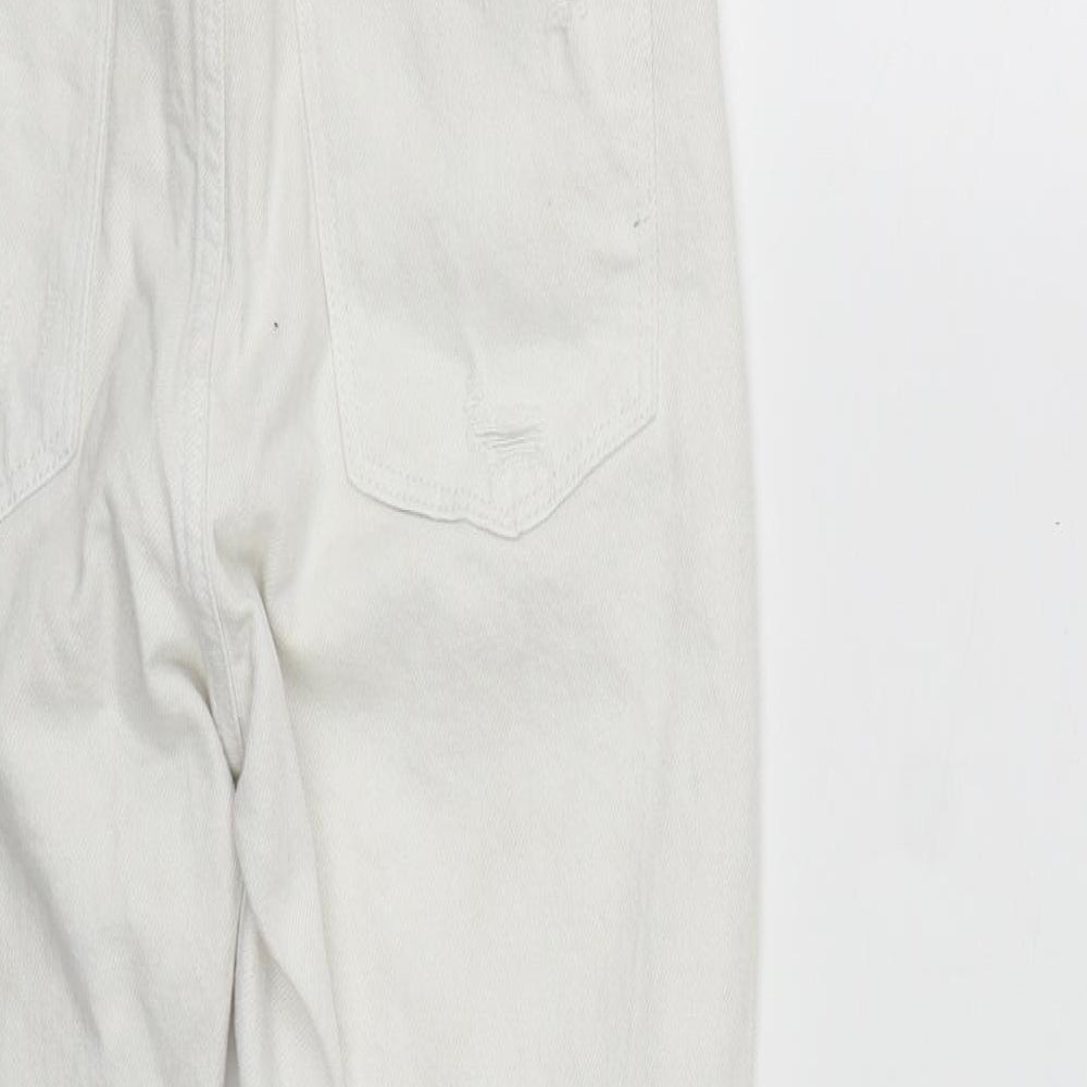 Demin&Co Womens White  Cotton Straight Jeans Size 4 L25 in Regular Zip
