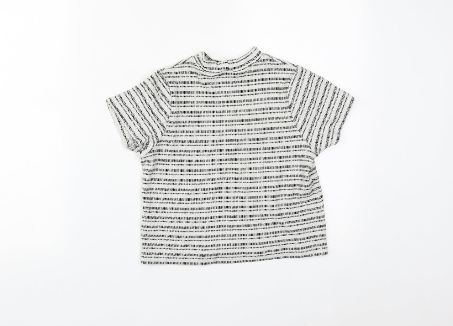 Matalan Girls White Striped Cotton Cropped T-Shirt Size 12-13 Years High Neck