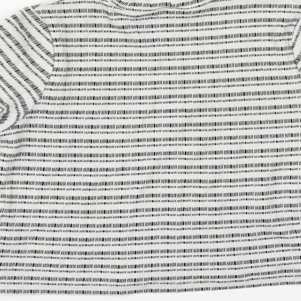 Matalan Girls White Striped Cotton Cropped T-Shirt Size 12-13 Years High Neck