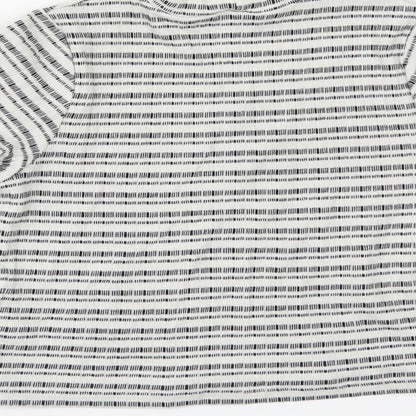 Matalan Girls White Striped Cotton Cropped T-Shirt Size 12-13 Years High Neck