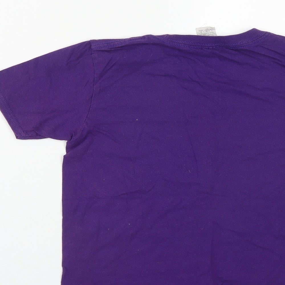 Gilden Girls Purple  Cotton Basic T-Shirt Size L Round Neck  - Sloth Print