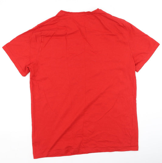 George  Womens Red  Cotton Basic T-Shirt Size L Round Neck