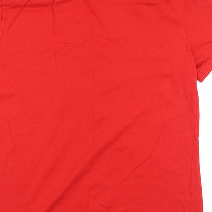 George  Womens Red  Cotton Basic T-Shirt Size L Round Neck