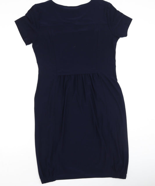 Nina Leonard Womens Blue  Polyester Bodycon  Size M  Round Neck