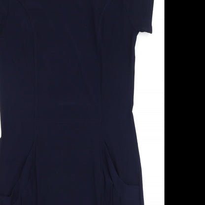 Nina Leonard Womens Blue  Polyester Bodycon  Size M  Round Neck