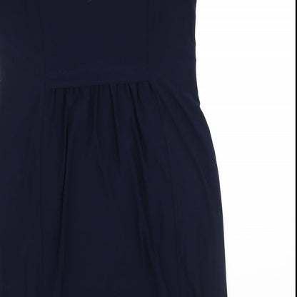 Nina Leonard Womens Blue  Polyester Bodycon  Size M  Round Neck