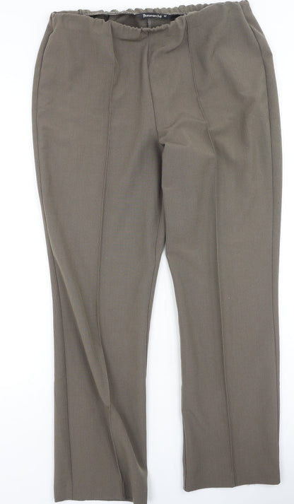 Bonmarché Womens Brown  Polyester Trousers  Size 12 L29 in Regular