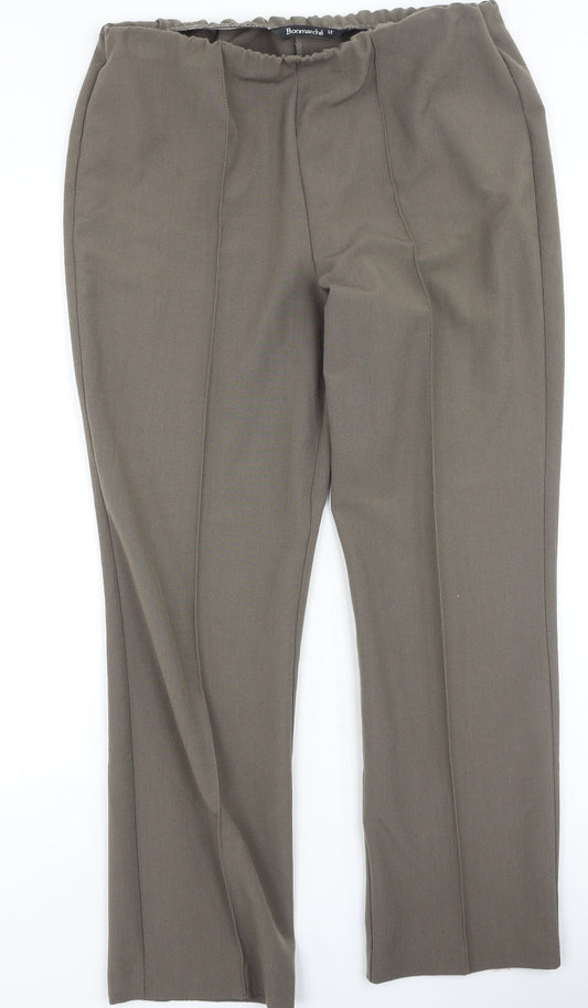 Bonmarché Womens Brown  Polyester Trousers  Size 12 L29 in Regular