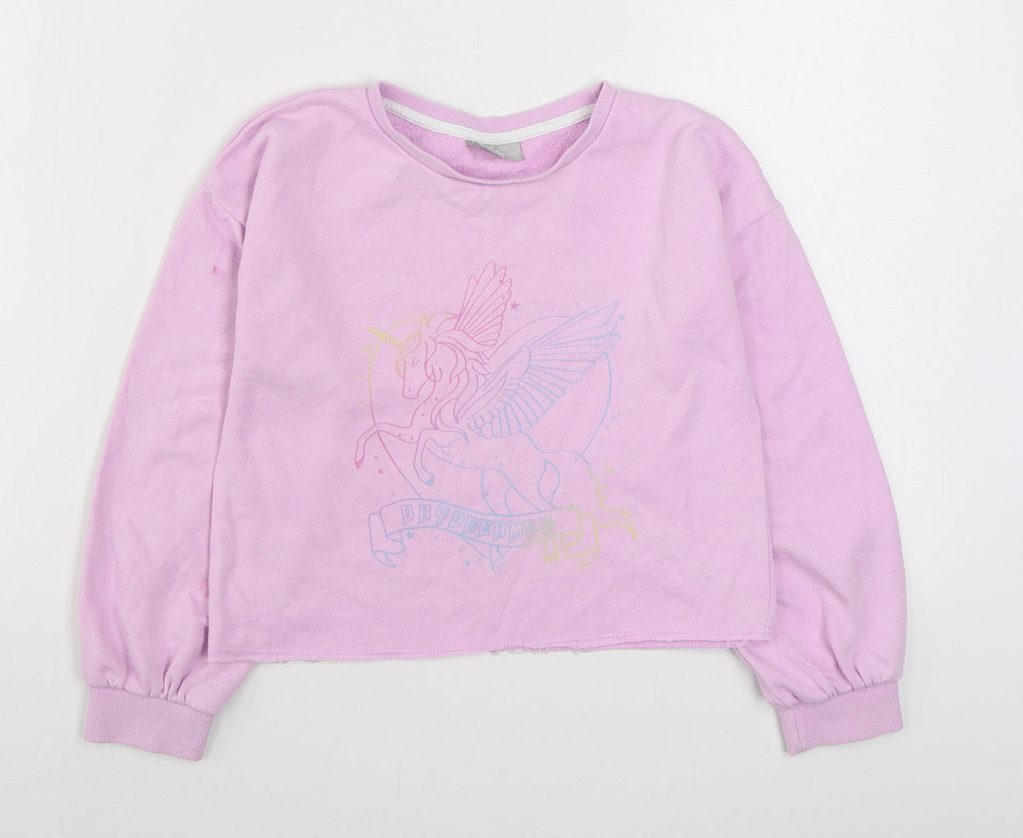 Matalan Girls Pink  Cotton Pullover Sweatshirt Size 9 Years  Pullover
