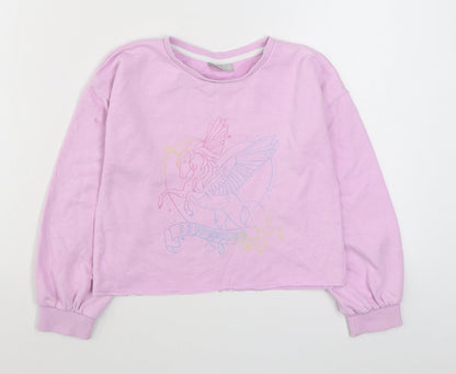 Matalan Girls Pink  Cotton Pullover Sweatshirt Size 9 Years  Pullover