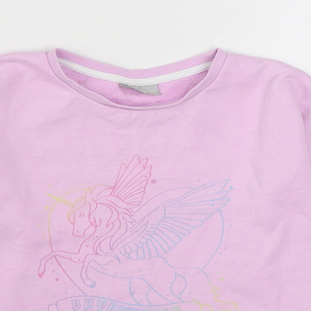 Matalan Girls Pink  Cotton Pullover Sweatshirt Size 9 Years  Pullover
