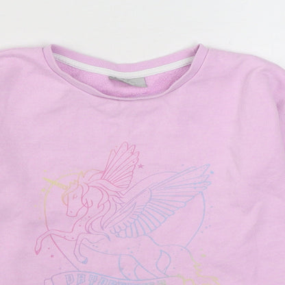 Matalan Girls Pink  Cotton Pullover Sweatshirt Size 9 Years  Pullover