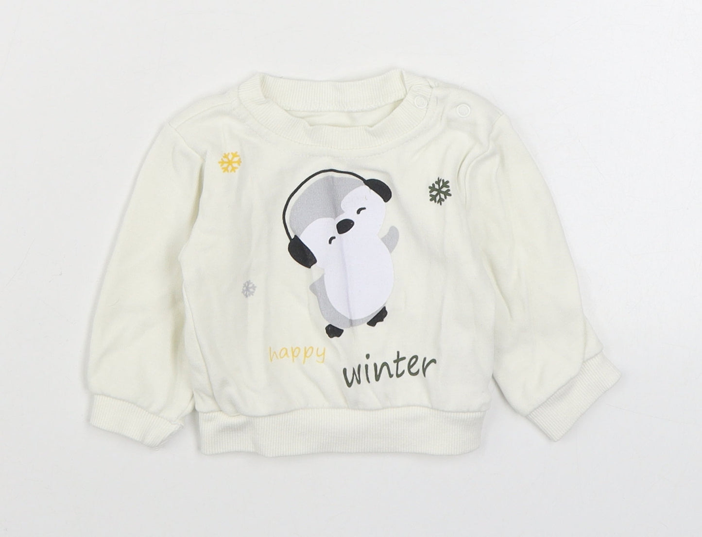 Baby Hi Girls White  Cotton Pullover Jumper Size 6-9 Months  Pullover