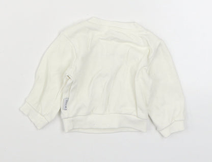 Baby Hi Girls White  Cotton Pullover Jumper Size 6-9 Months  Pullover