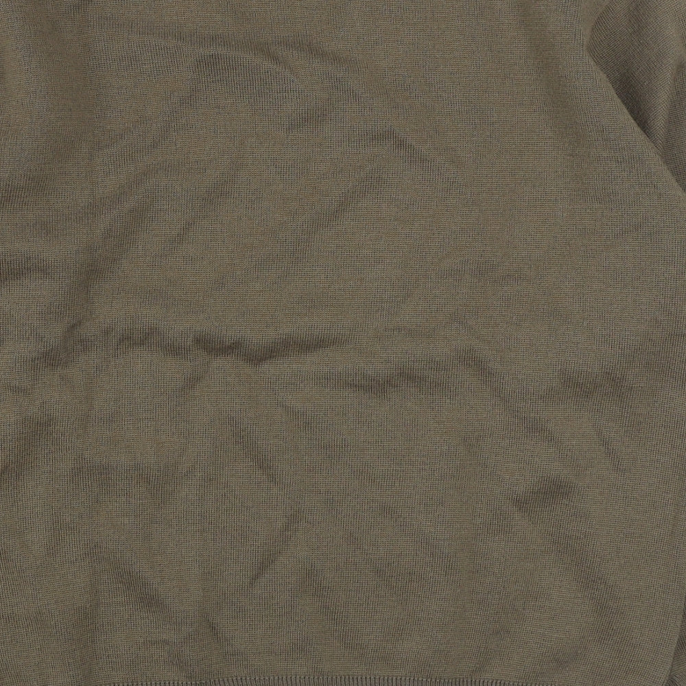 Gabicci Mens Brown V-Neck Striped Acrylic Pullover Jumper Size XL