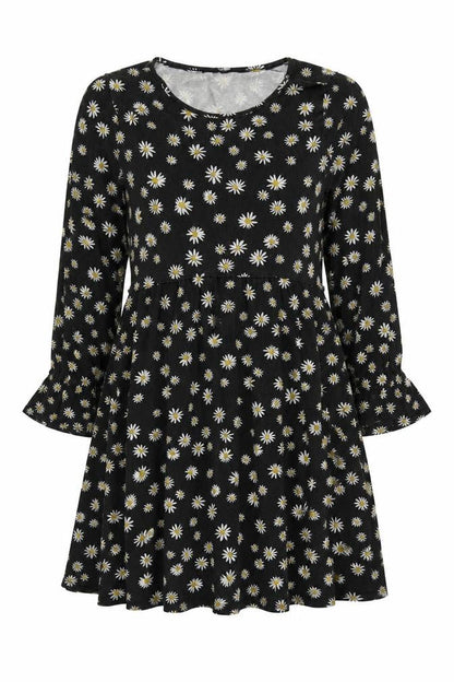 Wednesdays Girl Womens Grey Geometric Viscose T-Shirt Dress  Size S  Scoop Neck Pullover