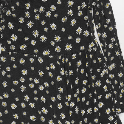 Wednesdays Girl Womens Grey Geometric Viscose T-Shirt Dress  Size S  Scoop Neck Pullover