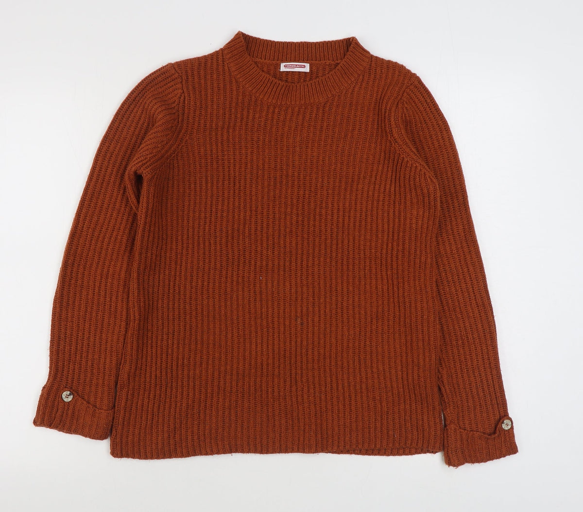 Damaet Womens Orange Round Neck  Acrylic Pullover Jumper Size 10