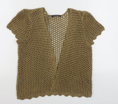 George Womens Brown V-Neck  Acrylic Cardigan Jumper Size 12