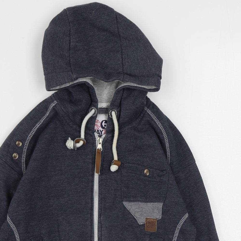 Hay Wire Boys Blue  Cotton Full Zip Hoodie Size 6-7 Years  Zip