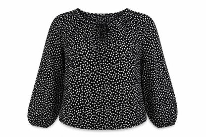 SheIn Womens Black Floral Polyester Basic Blouse Size M Round Neck