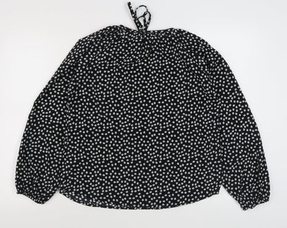 SheIn Womens Black Floral Polyester Basic Blouse Size M Round Neck