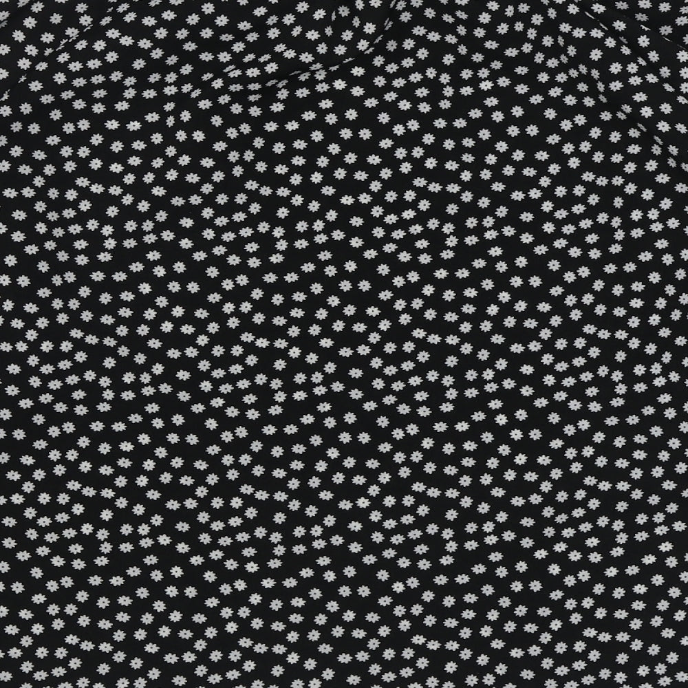 SheIn Womens Black Floral Polyester Basic Blouse Size M Round Neck