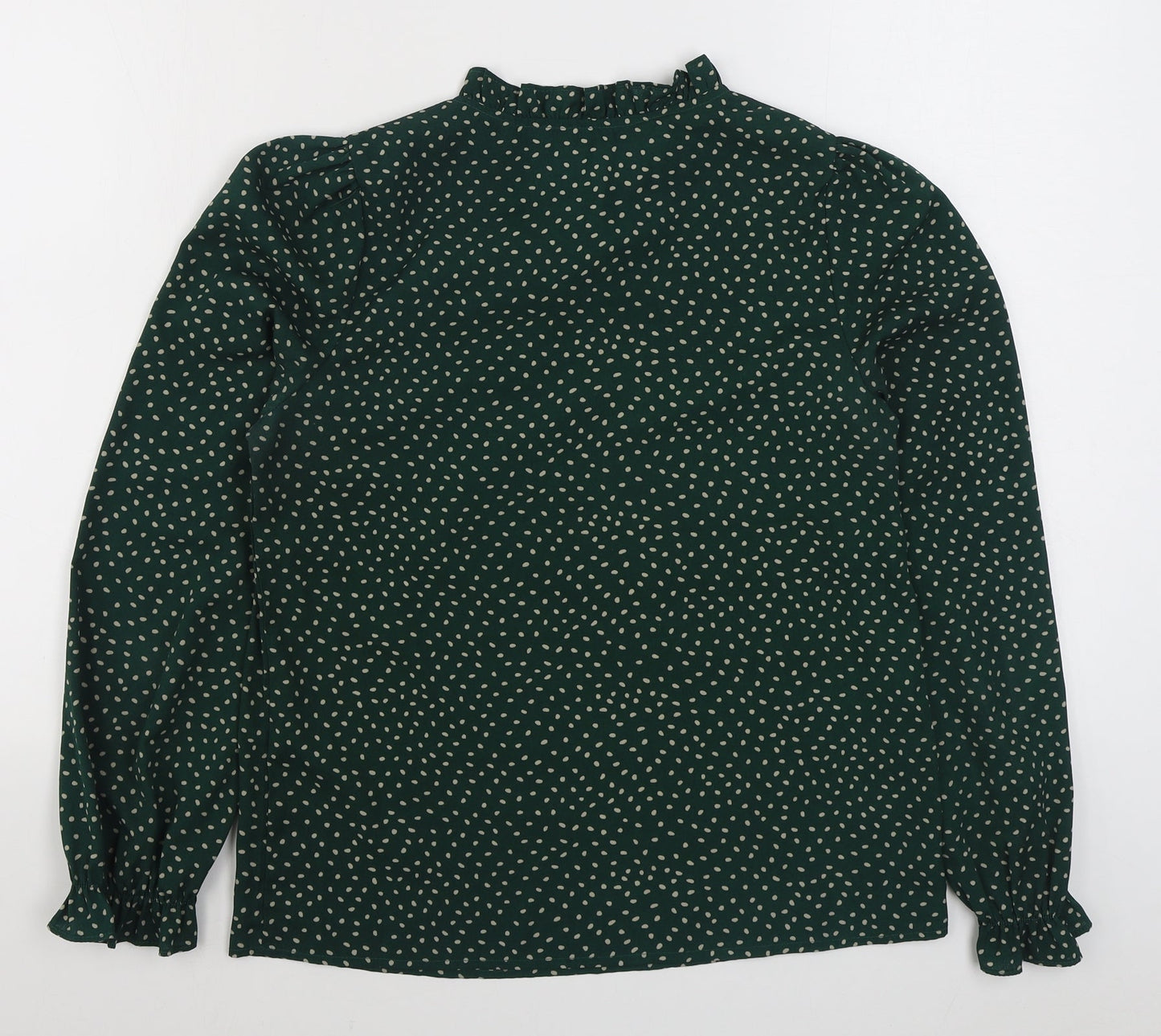 SheIn Womens Green Polka Dot Polyester Basic Blouse Size S Round Neck