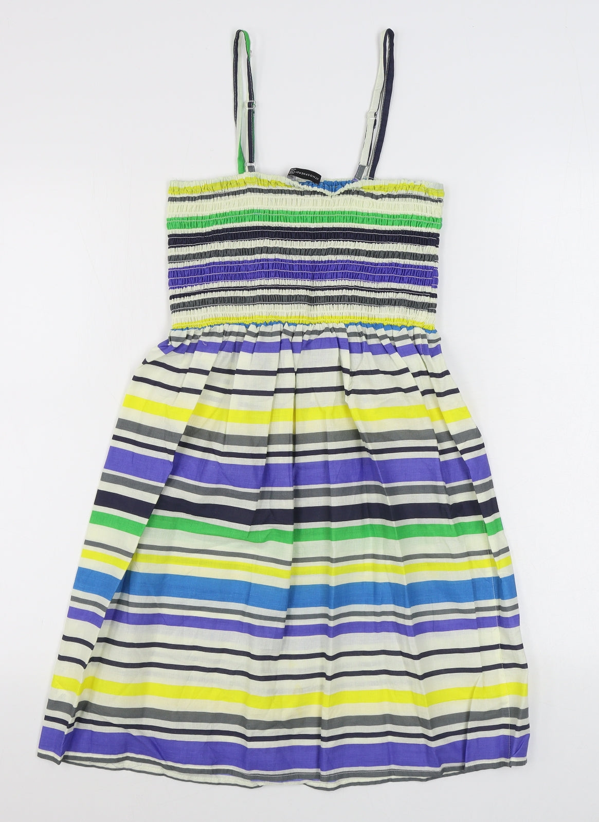 Atmosphere Womens Multicoloured Striped 100% Cotton Trapeze & Swing  Size 10  Square Neck Pullover
