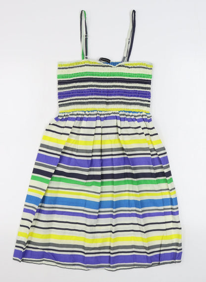 Atmosphere Womens Multicoloured Striped 100% Cotton Trapeze & Swing  Size 10  Square Neck Pullover