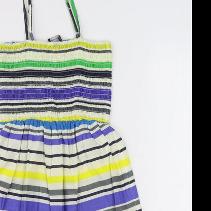 Atmosphere Womens Multicoloured Striped 100% Cotton Trapeze & Swing  Size 10  Square Neck Pullover