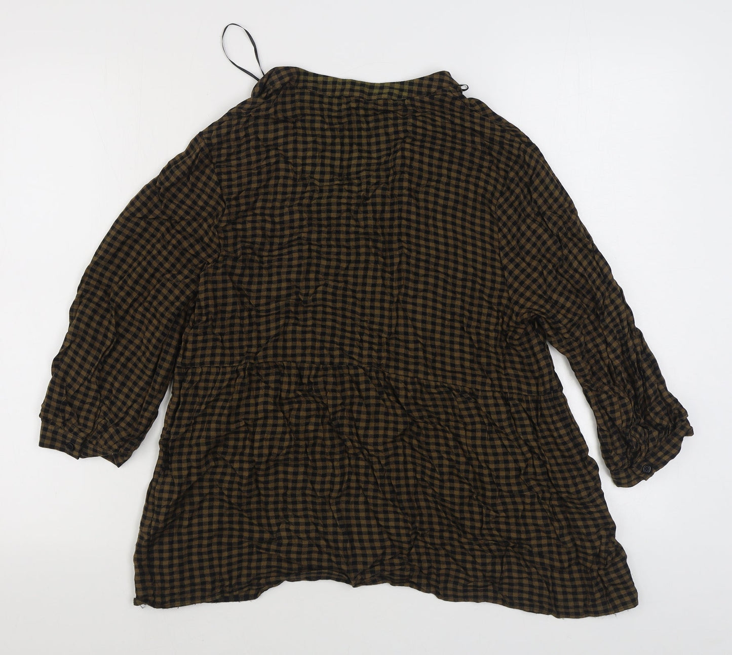 George Womens Blue Check Viscose Basic Blouse Size 10 V-Neck