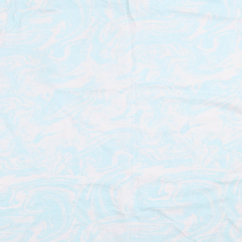 Primark Womens Blue Geometric Cotton Basic T-Shirt Size L Crew Neck