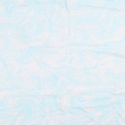 Primark Womens Blue Geometric Cotton Basic T-Shirt Size L Crew Neck